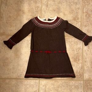 Janie and Jack Brown and Print Sweater Dress